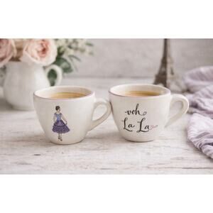 Rosanna Espresso Cups Set 2 Ballet Dancer Purple Demitasse Coffee